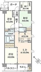 サンマンション・アトレ新横浜駅前公園 3LDKの間取図画像