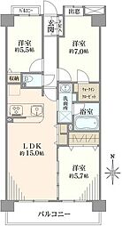 ライオンズマンション東戸塚ヒルズ 3LDKの間取図画像