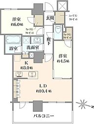 リーフィアタワー海老名ブリスコート 2LDKの間取図画像