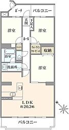 コスモ茅ヶ崎プレシオ 3LDKの間取図画像