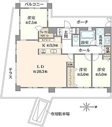アーバンビュー湘南辻堂サウスヴィラ 3LDKの間取図画像