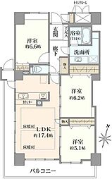 ジーニス大阪イースト棟 3LDKの間取図画像