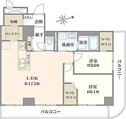 キングマンション天神橋1 2LDKの間取図画像
