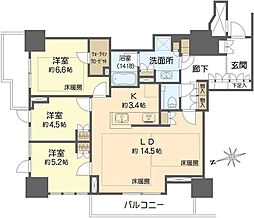 プラウドタワー梅田豊崎 3LDKの間取図画像