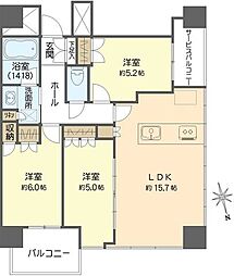 エルグレースタワー大阪同心 3LDKの間取図画像