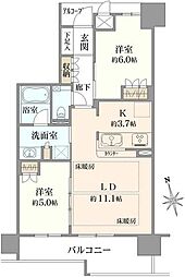 ローレルコート上本町7丁目北館 2LDKの間取図画像