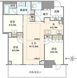 グランドメゾン新梅田タワーザクラブレジデンス 3LDKの間取図画像