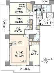 ローレルコート与力町エルグレース 4LDKの間取図画像