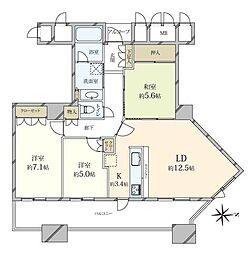 上本町ヒルズマーク 3LDKの間取図画像