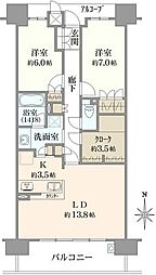ジオ千里中央ザ・レジデンス 2LDKの間取図画像