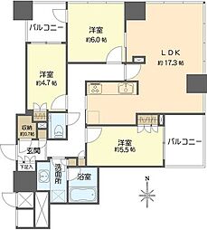 シティタワー大阪天満ザ・リバー&パークス 3LDKの間取図画像