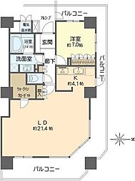 福島ガーデンズタワー 1LDKの間取図画像