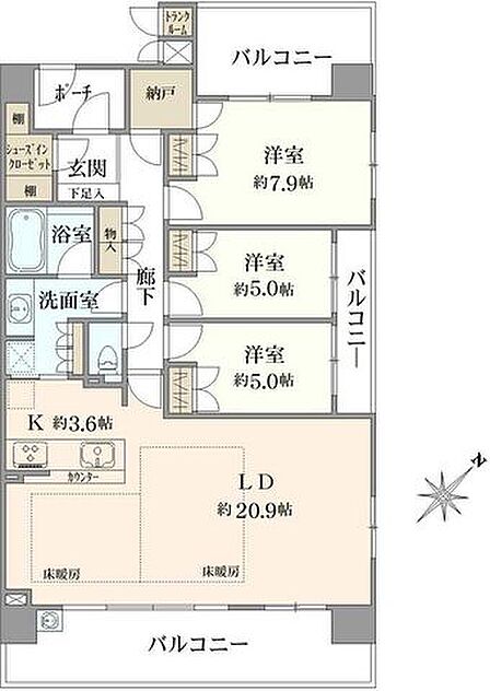 3LDK 間取り