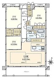 ワコーレThe岡本 3LDKの間取図画像