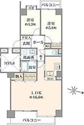 パークハイム芦屋翠ケ丘 2LDKの間取図画像