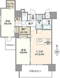 プレサンスロジェ丸の内2 2LDKの間取図画像