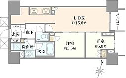 プラウドタワー名駅南 2LDKの間取図画像