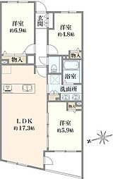 神楽坂トワイシアヒルサイドレジデンス 3LDKの間取り