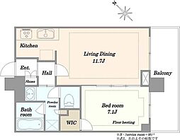 シティタワー新宿 1LDKの間取図画像