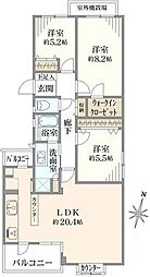 サンハイツ北新宿 3LDKの間取図画像
