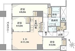 ザ・パークハウス西新宿タワー60 3LDKの間取図画像