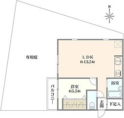 サンセゾン若松町 1LDKの間取図画像