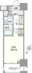 クレヴィア新宿若松町 1Kの間取図画像