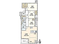 クレヴィアタワー御堂筋本町 3LDKの間取図画像
