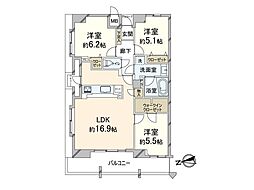 ロイヤル谷町 3LDKの間取図画像