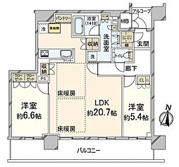 ザ・ファインタワー梅田豊崎 2LDKの間取図画像