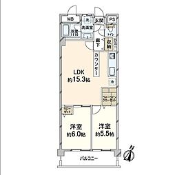 新大阪第一ハイツビル 2LDKの間取図画像