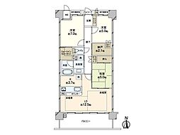 ローレルスクエア学園前サウスレジデンス 3LDKの間取図画像