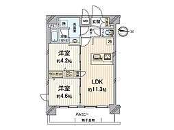 プレサンスTHEKYOTO華苑 2LDKの間取図画像