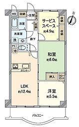 ベル・アーバニティ樟葉 2SLDKの間取図画像