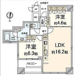 シティタワー大阪天満ザ・リバー&パークス 2LDKの間取図画像