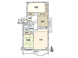 メゾン千里丘3番街I棟 2SLDKの間取図画像
