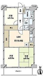 千里山スカイハイツ 3LDKの間取図画像