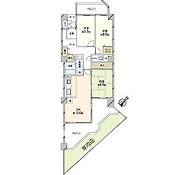 メロディーハイム豊中泉ケ丘 3LDKの間取図画像