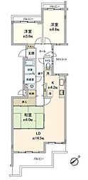 ユーカリハイツ北小金 3LDKの間取図画像