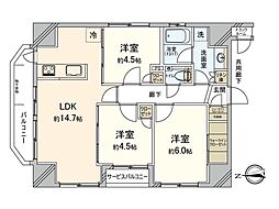 プレシス府中 3LDKの間取図画像