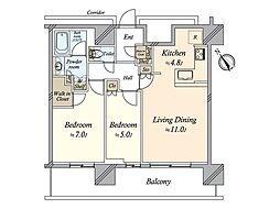 NAGOYAtheTOWER 2LDKの間取図画像
