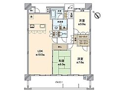 MJRシティ香椎 3LDKの間取図画像