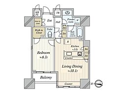 東陽町セントラルタワー 1LDKの間取図画像