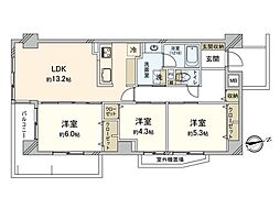 サンヴェール門前仲町 3LDKの間取図画像