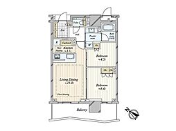 ブランズタワー豊洲 2LDKの間取図画像