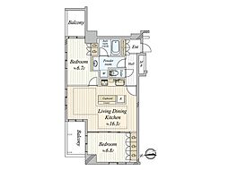 スカイグランデ汐留 2LDKの間取図画像