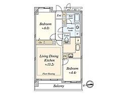 ライオンズマンション道玄坂 2LDKの間取図画像