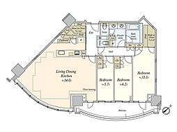 中央区豊海町マンション 3LDKの間取図画像