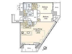 パークシティ武蔵小山ザタワー 2LDKの間取図画像
