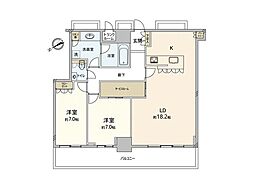 ヴィークタワー名古屋東別院 2SLDKの間取図画像